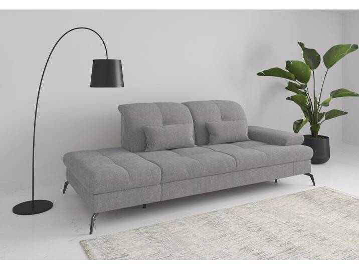 Recamiere SIT & MORE Amica, inkl. Sitztiefenverstellung und Armteilverstellung , grau (hellgrau), B:231cm H:90cm T:122cm, 100% Polyester, Sofas, wahlweise mit Kopfteilverstellung und Stauraum von sit&more