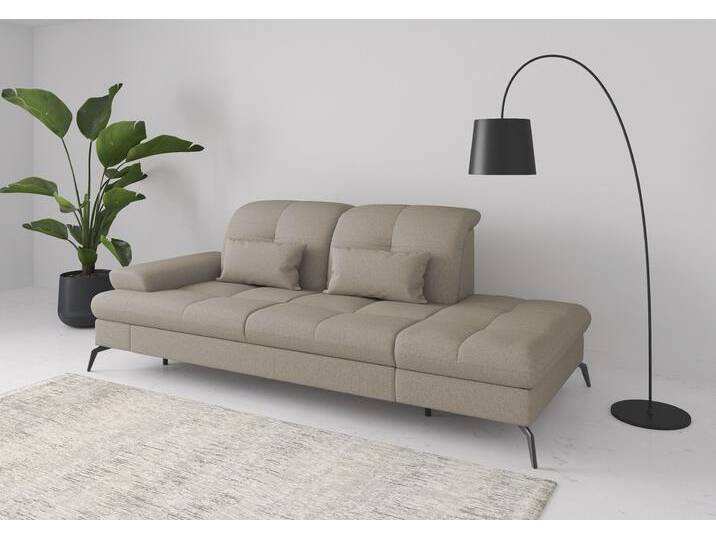 Recamiere SIT & MORE Amica, inkl. Sitztiefenverstellung und Armteilverstellung , grau (taupe), B:231cm H:90cm T:122cm, 95% Polyester, 5% Polyamid, Sofas, wahlweise mit Kopfteilverstellung und Stauraum von sit&more