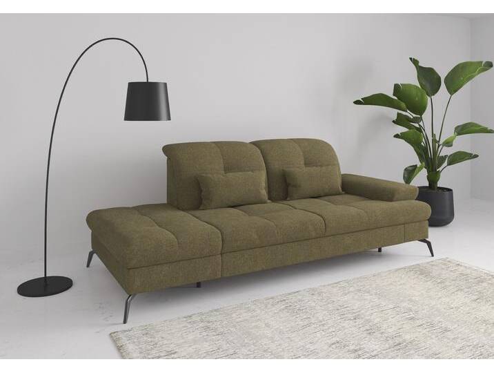 Recamiere SIT & MORE Amica, inkl. Sitztiefenverstellung und Armteilverstellung , grün (olive), B:231cm H:90cm T:122cm, 100% Polyester, Sofas, wahlweise mit Kopfteilverstellung und Stauraum von sit&more