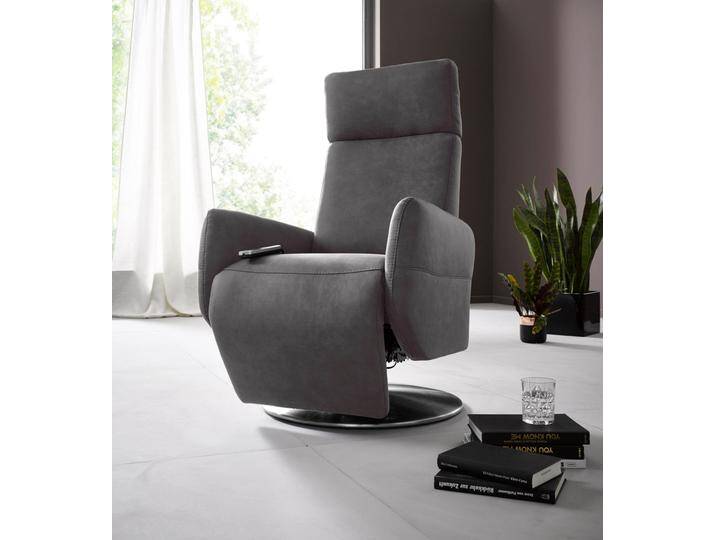Relaxsessel SIT & MORE Kobra , grau (anthrazit), B:71cm H:112cm T:82cm, Luxus-Kunstleder, NaturLEDER (echtes Rindsleder), Luxus-Microfaser (100% Polyester), Sessel, in Größe L, wahlweise mit Motor und Aufstehhilfe von sit&more