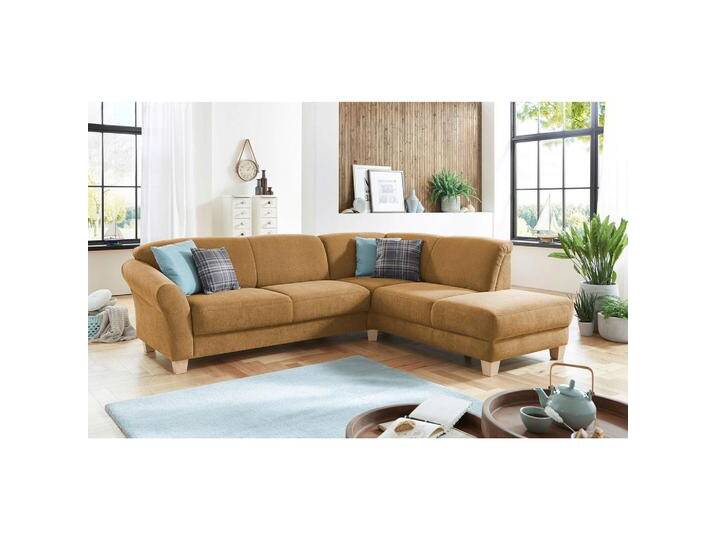 Sit & More ECKSOFA, Senfgelb, Buche, 6-Sitzer, Ottomane rechts, L-Form, 257x212 cm, Goldenes M, OEKO-TEX® STANDARD 100, Made in Europe, DGM-Klimapakt, von sit&more