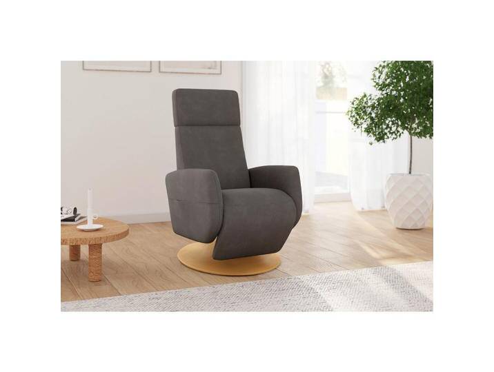 Sit & More RELAXSESSEL ROCHELLE E, Graphit, Eiche, 71x110x82 cm, Goldenes M, OEKO-TEX® STANDARD 100, Made in Europe, DGM-Klimapakt, Sitzfläche 360° von sit&more