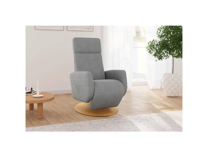 Sit & More RELAXSESSEL ROCHELLE E, Grau, Eiche, 71x110x82 cm, Goldenes M, OEKO-TEX® STANDARD 100, Made in Europe, DGM-Klimapakt, Sitzfläche 360° von sit&more