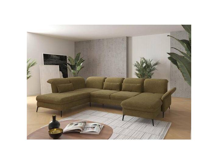 Sit & More WOHNLANDSCHAFT, Olivgrün, 7-Sitzer, Ottomane links, U-Form, 359x231 cm, Goldenes M, OEKO-TEX® STANDARD 100, Made in Europe, DGM-Klimapakt, von sit&more