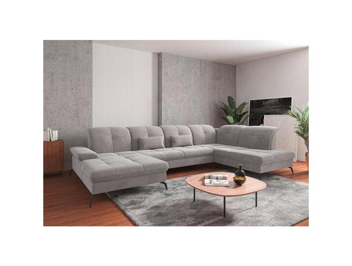 Sit & More WOHNLANDSCHAFT, Silber, 6.5-Sitzer, U-Form, Ottomane rechts, 357x231 cm, Goldenes M, OEKO-TEX® STANDARD 100, Made in Europe, DGM-Klimapakt, von sit&more