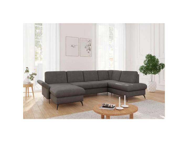Sit & More WOHNLANDSCHAFT ROCHELLE E, Graphit, 5,5-Sitzer, Ottomane rechts, U-Form, 314x195 cm, Goldenes M, OEKO-TEX® STANDARD 100, Made in Europe, von sit&more