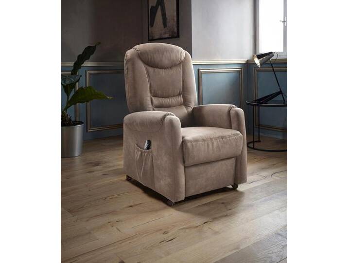 TV-Sessel SIT & MORE Morten , grau (taupe), B:76cm H:113cm T:78cm, Luxus-Kunstleder, NaturLEDER (echtes Rindsleder), Luxus-Microfaser (100% Polyester), Sessel, Fernsehsessel, in Größe M, wahlweise mit Motor und Aufstehhilfe von sit&more
