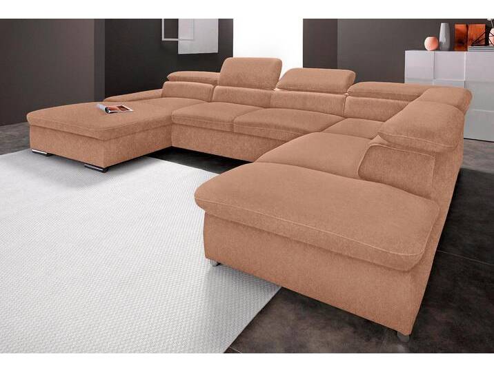 Wohnlandschaft SIT & MORE Alcudia U-Form , braun, B:349cm H:73cm T:226cm, Primabelle-Microfaser;Korpus: Luxus-Kunstleder / Sitz und Rücken: Struktur (100% Polypropylen);Korpus: Struktur (100% Polypropylen) / Sitz und Rücken: Struktur (100% Polyester), Sofas, wahlweise mit Bettfunktion von sit&more