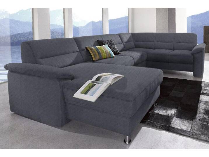Wohnlandschaft SIT & MORE Ascara U-Form , grau (dunkelgrau), B:312cm H:85cm T:204cm, NaturLeder in Sitz und Rücken, Korpus ist mit passendem Kunstleder bezogen.;Luxus-Microfaser (100% Polyester);Softlux-Kunstleder;Primabelle-Microfaser (100% Polyester), Sofas, inklusive Boxspring/Federkern-Polsterung, wahlweise mit Bettfunktion von sit&more