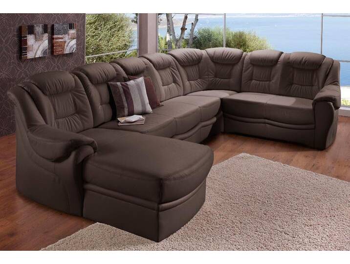 Wohnlandschaft SIT & MORE Bellevue U-Form , braun (mokka), B:327cm H:94cm T:217cm, PRIMABELLE-Microfaser (100% Polyester), SOFTLUX-Kunstleder, NaturLEDER (echtes Rindsleder), Sofas, wahlweise mit Bettfunktion von sit&more