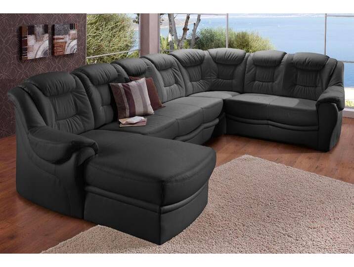 Wohnlandschaft SIT & MORE Bellevue U-Form , schwarz, B:327cm H:94cm T:217cm, PRIMABELLE-Microfaser (100% Polyester);SOFTLUX-Kunstleder;NaturLEDER (echtes Rindsleder), Sofas, wahlweise mit Bettfunktion von sit&more