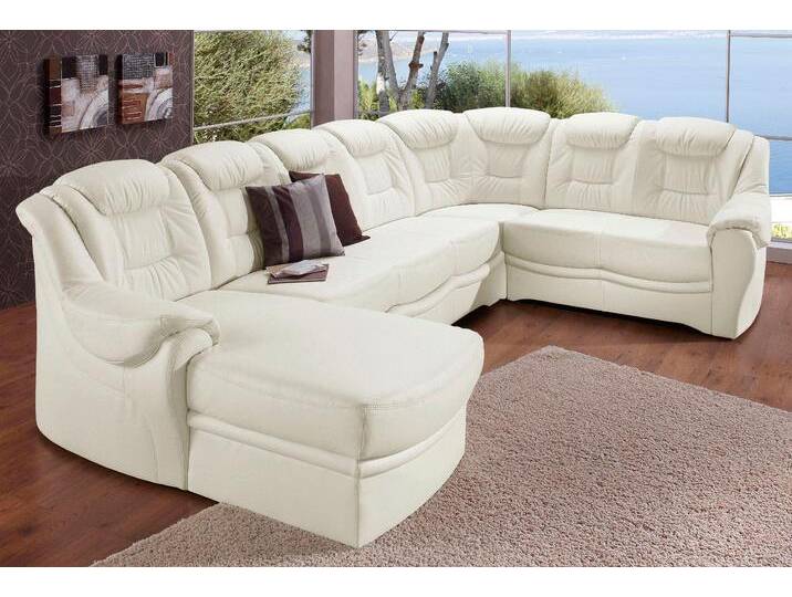 Wohnlandschaft SIT & MORE Bellevue U-Form , weiß (altweiß), B:327cm H:94cm T:217cm, PRIMABELLE-Microfaser (100% Polyester);SOFTLUX-Kunstleder;NaturLEDER (echtes Rindsleder), Sofas, wahlweise mit Bettfunktion von sit&more