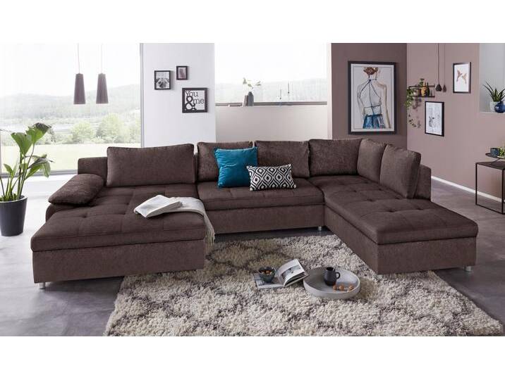 Wohnlandschaft SIT & MORE Labene U-Form , braun, B:346cm H:82cm T:90cm, Struktur fein (95% Polyester, 5% Polyamid);Luxus-Microfaser ALTARA NUBUCK (100% Polyester);Kunstleder SOFTLUX / Struktur (100% Polyester);Struktur (100% Polyester), Sofas, wahlweise mit Bettfunktion und Bettkasten von sit&more
