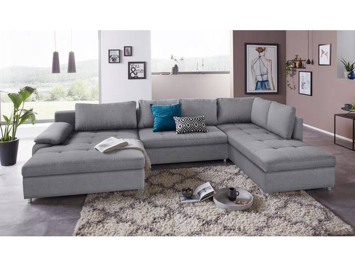 Wohnlandschaft SIT & MORE Labene U-Form , grau, B:346cm H:82cm T:90cm, Struktur fein (95% Polyester, 5% Polyamid);Luxus-Microfaser ALTARA NUBUCK (100% Polyester);Kunstleder SOFTLUX / Struktur (100% Polyester);Struktur (100% Polyester), Sofas, wahlweise mit Bettfunktion und Bettkasten von sit&more