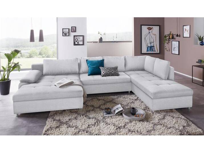 Wohnlandschaft SIT & MORE Labene U-Form , silber, B:346cm H:82cm T:90cm, Struktur fein (95% Polyester, 5% Polyamid);Luxus-Microfaser ALTARA NUBUCK (100% Polyester);Kunstleder SOFTLUX / Struktur (100% Polyester);Struktur (100% Polyester), Sofas, wahlweise mit Bettfunktion und Bettkasten von sit&more
