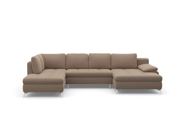 Wohnlandschaft SIT & MORE Latigo U-Form , braun (macchiato), B:326cm T:201cm, Sofas, mit Recamiere, wahlweise mit Bettfunktion und Bettkasten von sit&more
