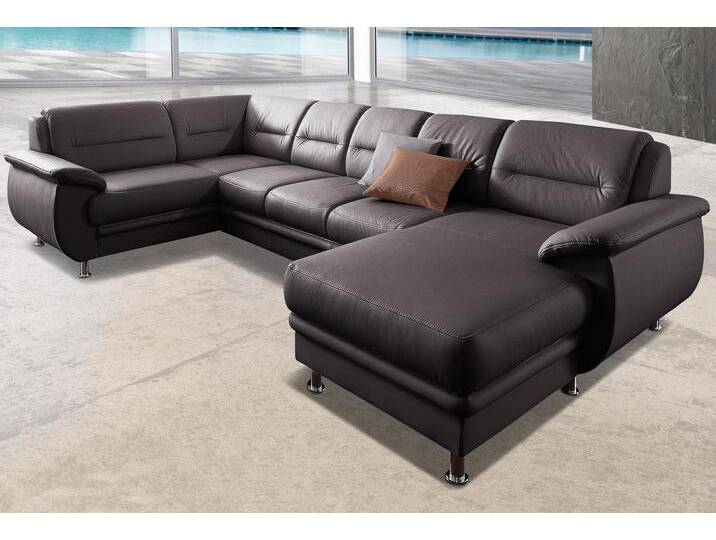 Wohnlandschaft SIT & MORE Mailand U-Form, B: 312 cm , braun (mokka), B:312cm H:85cm T:179cm, NaturLEDER (echtes Rindleder)/Korpus passendes Kunstleder Softlux;Luxus-Microfaser Altara Nubuck (100% Polyester);Kunstleder Softlux;Luxus-Kunstleder, Sofas, optional Bettfunktion von sit&more
