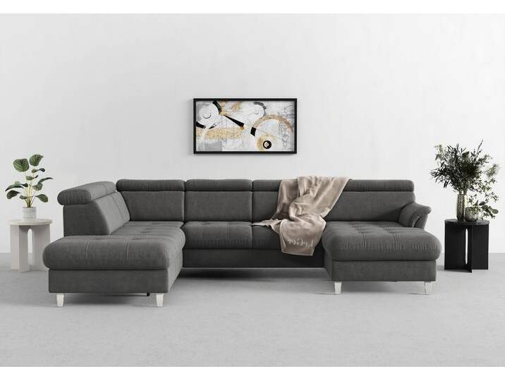 Wohnlandschaft SIT & MORE Marano U-Form , grau, B:304cm T:216cm, 98% Polyester, 2% Polyamid, Sofas, inklusive Kopfteilverstellung, wahlweise mit Bettfunktion, Bettkasten Wohnlandschaft SIT & MORE Marano U-Form , grau, B:304cm T:216cm, 98% Polyester, 2% Polyamid, Sofas, inklusive Kopfteilverstellung, wahlweise mit Bettfunktion, Bettkasten von sit&more