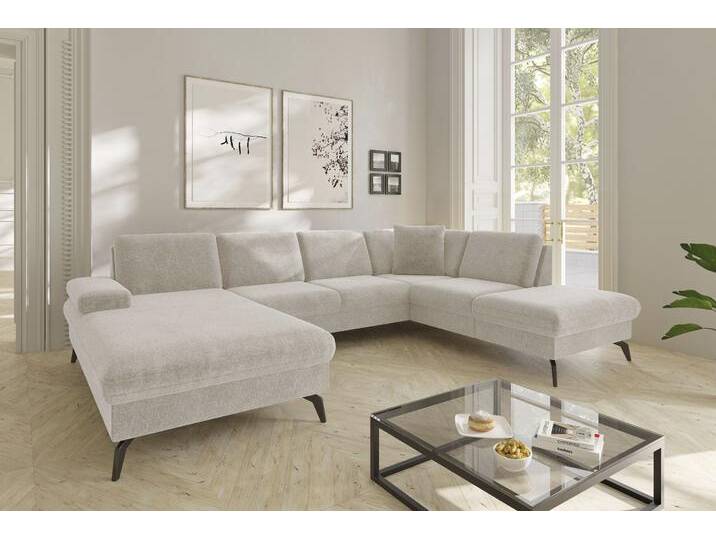 Wohnlandschaft SIT & MORE Morris Jubi U-Form , beige (creme), B:300cm H:83cm T:202cm, 100% Polyester, Sofas, inkl. Armteilfunktion und 1 Zierkissen, wahlweise mit Bettfunktion von sit&more