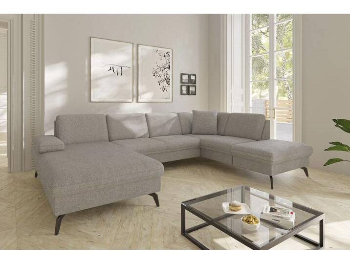 Wohnlandschaft SIT & MORE Morris Jubi U-Form , beige (nature), B:300cm H:83cm T:202cm, 100% Polyester, Sofas, inkl. Armteilfunktion und 1 Zierkissen, wahlweise mit Bettfunktion von sit&more