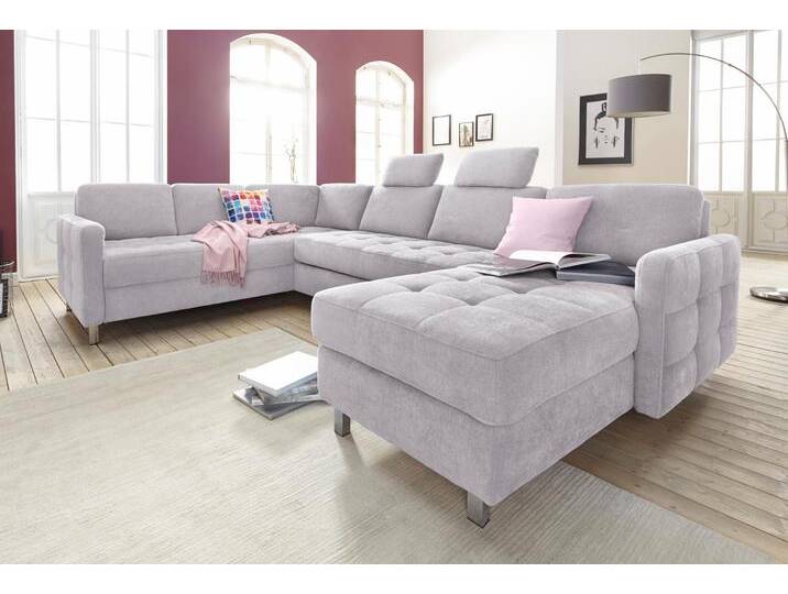 Wohnlandschaft SIT & MORE Pablo U-Form , silber, B:292cm H:80cm T:87cm, Struktur (100% Polyester);Kunstleder SOFTLUX;Luxus-Microfaser ALTARA NUBUCK (100% Polyester), Sofas, wahlweise mit Bettfunktion und Bettkasten von sit&more
