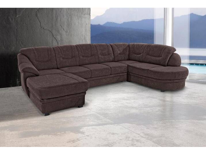 Wohnlandschaft SIT & MORE Savoni U-Form , braun, B:334cm H:90cm T:206cm, NaturLEDER (echtes Rindsleder) in Sitz und Rücken. Korpus in passendem Kunstleder SOFTLUX bezogen;Luxus-Microfaser (100% Polyester);Struktur ( 100% Polyester);Luxus-Microfaser ALTARA NUBUCK (100% Polyester), Sofas, wahlweise mit Bettfunktion von sit&more