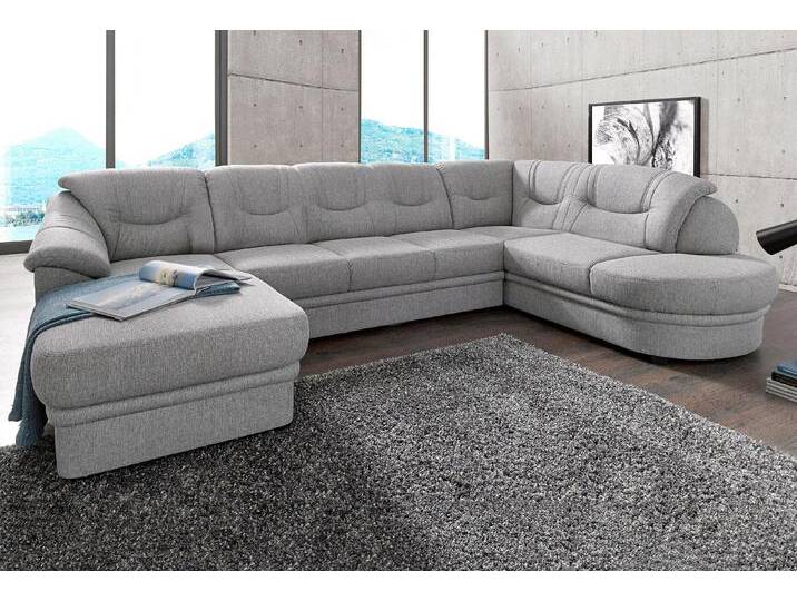 Wohnlandschaft SIT & MORE Savoni U-Form , grau, B:334cm H:90cm T:206cm, NaturLEDER (echtes Rindsleder) in Sitz und Rücken. Korpus in passendem Kunstleder SOFTLUX bezogen;Luxus-Microfaser (100% Polyester);Struktur ( 100% Polyester);Luxus-Microfaser ALTARA NUBUCK (100% Polyester), Sofas, wahlweise mit Bettfunktion von sit&more