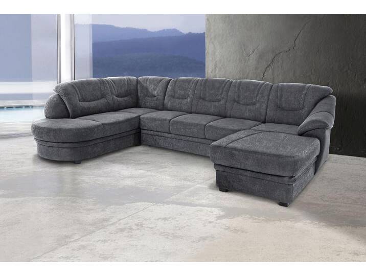 Wohnlandschaft SIT & MORE Savoni U-Form , grau (dunkelgrau), B:334cm H:90cm T:206cm, NaturLEDER (echtes Rindsleder) in Sitz und Rücken. Korpus in passendem Kunstleder SOFTLUX bezogen;Luxus-Microfaser (100% Polyester);Struktur ( 100% Polyester);Luxus-Microfaser ALTARA NUBUCK (100% Polyester), Sofas, wahlweise mit Bettfunktion von sit&more