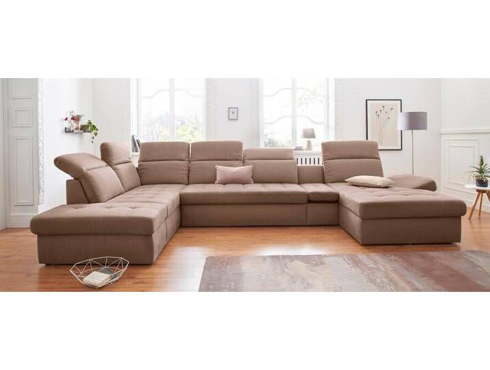 Wohnlandschaft SIT & MORE Stardust U-Form , braun, B:412cm H:77cm T:233cm, Luxus-Microfaser (90% Polyester; 10% Polyamid);Luxus-Microfaser ALTARA NUBUCK (100% Polyester);Kunstleder SOFTLUX, Sofas, inklusive Kopfteilverstellung, Armlehnenfunktion und Tischelement von sit&more