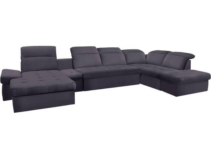 Wohnlandschaft SIT & MORE Stardust U-Form , grau (anthrazit), B:412cm H:77cm T:233cm, Luxus-Microfaser (90% Polyester; 10% Polyamid), Luxus-Microfaser ALTARA NUBUCK (100% Polyester), Kunstleder SOFTLUX, Sofas, inklusive Kopfteilverstellung, Armlehnenfunktion und Tischelement von sit&more