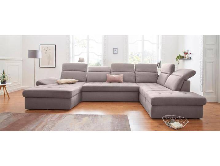 Wohnlandschaft SIT & MORE Stardust U-Form , grau (steel), B:372cm H:89cm T:233cm, Flachgewebe ( 100% Polyester), Kunstleder SOFTLUX, Luxus-Microfaser Vintageoptik (100% Polyester), Sofas, inklusive Kopfteilverstellung und Armlehnenfunktion von sit&more