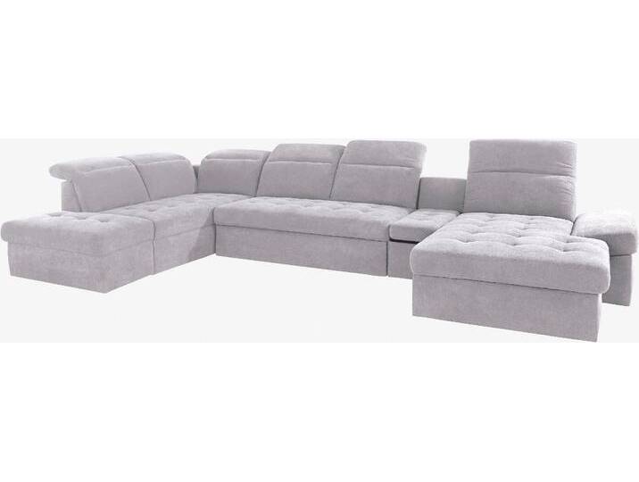 Wohnlandschaft SIT & MORE Stardust U-Form , silber, B:412cm H:77cm T:233cm, Luxus-Microfaser (90% Polyester; 10% Polyamid);Luxus-Microfaser ALTARA NUBUCK (100% Polyester);Kunstleder SOFTLUX, Sofas, inklusive Kopfteilverstellung, Armlehnenfunktion und Tischelement von sit&more