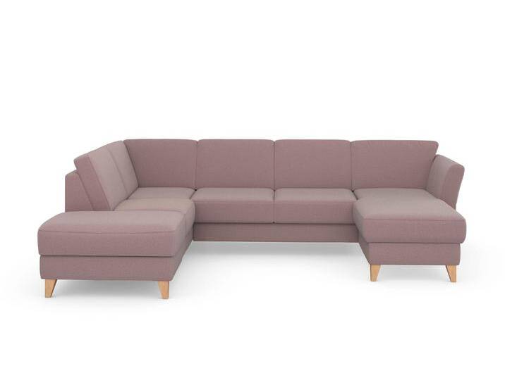 Wohnlandschaft SIT & MORE Visby U-Form , rosa (altrosa), B:303cm H:87cm T:213cm, Sofas, wahlweise mit Bettfunktion und Stauraum, frei im Raum stellbar von sit&more