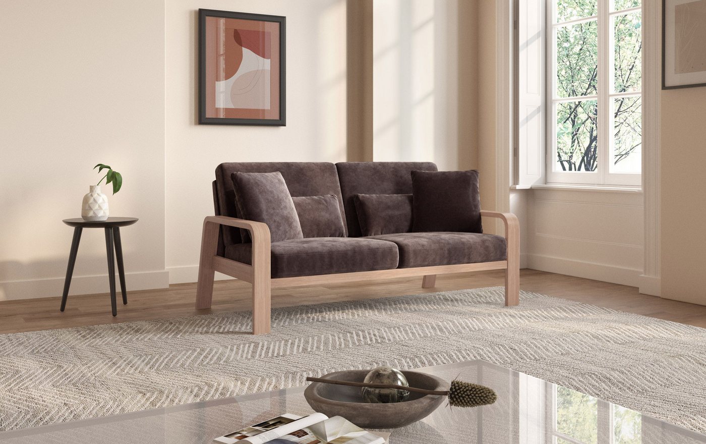 sit&more 2,5-Sitzer Kolding, Armlehnen aus Buchenholz in natur, verschiedene Bezüge und Farben von sit&more
