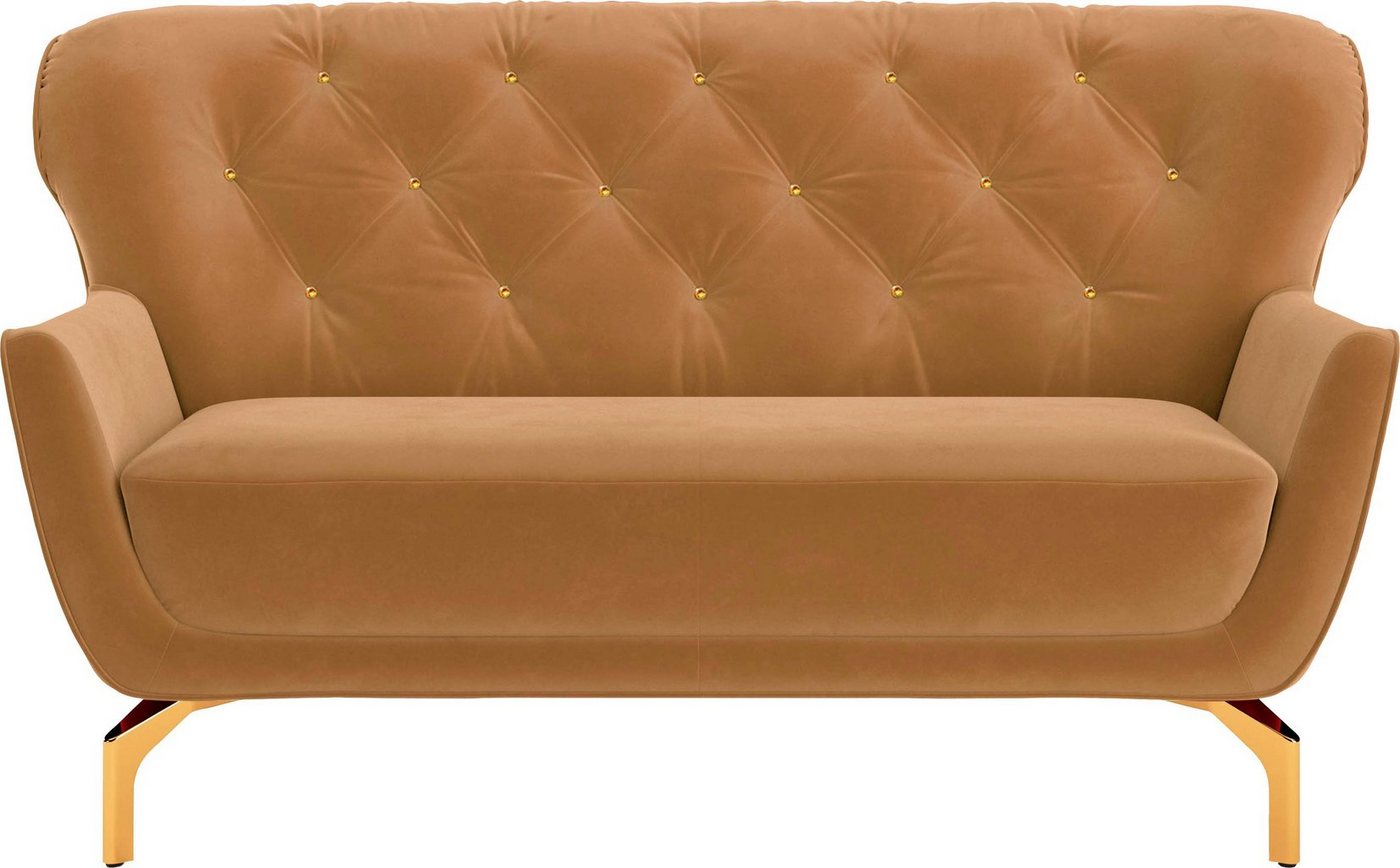 sit&more 2-Sitzer Orient 3 V, inkl. 2 Zierkissen mit Strass-Stein, goldfarbene Metallfüße von sit&more