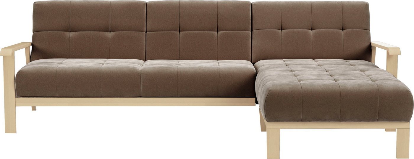 sit&more Ecksofa Billund, Armlehnen aus Buchenholz in natur, verschiedene Bezüge und Farben von sit&more