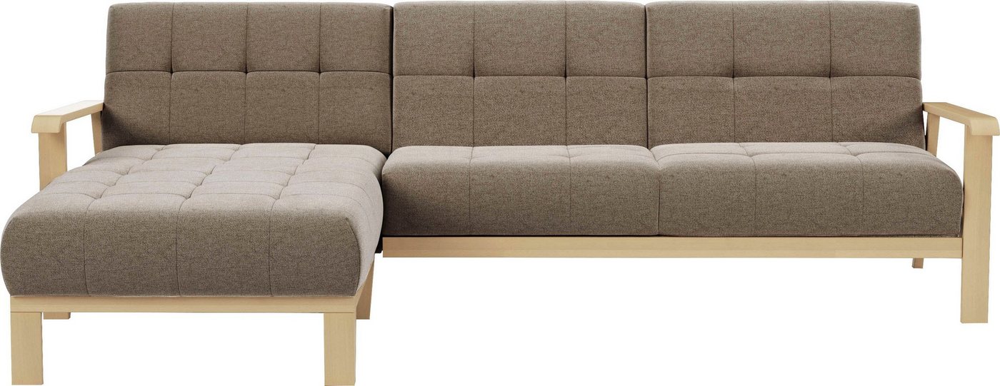 sit&more Ecksofa Billund, Armlehnen aus Buchenholz in natur, verschiedene Bezüge und Farben von sit&more