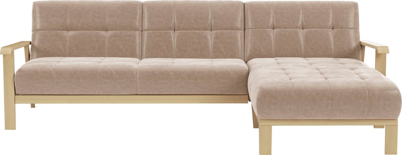 sit&more Ecksofa Billund, Armlehnen aus Buchenholz in natur, verschiedene Bezüge und Farben von sit&more