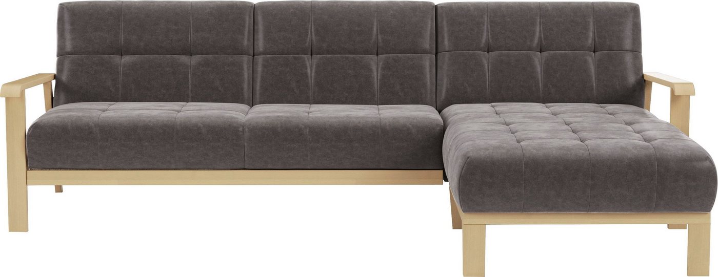 sit&more Ecksofa Billund L-Form, Armlehnen aus Buchenholz in natur, verschiedene Bezüge und Farben von sit&more