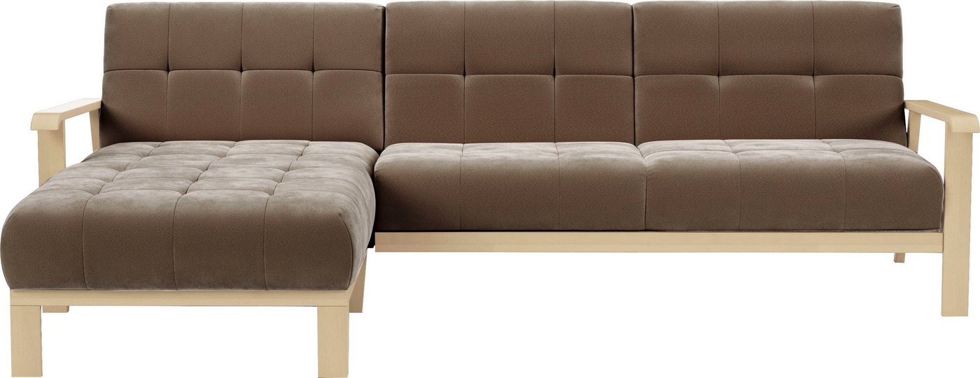 sit&more Ecksofa Billund, Armlehnen aus Buchenholz in natur, verschiedene Bezüge und Farben von sit&more