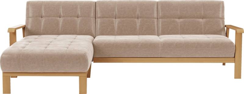 sit&more Ecksofa Billund L-Form, Armlehnen aus eichefarbigem Buchenholz, verschiedene Bezüge und Farben von sit&more