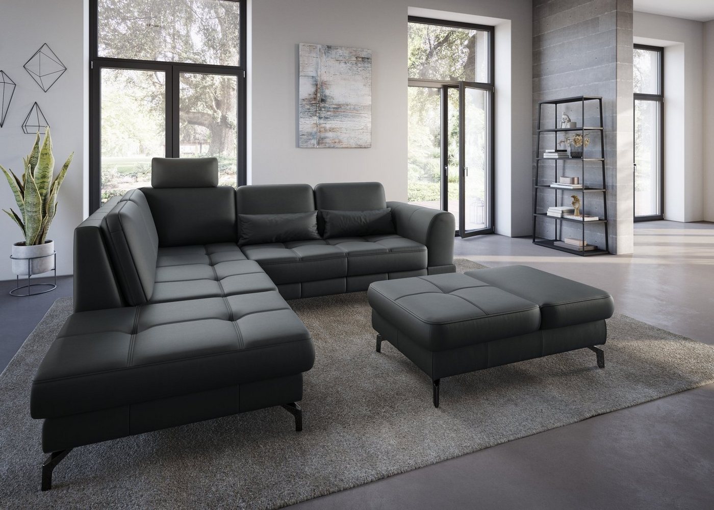 sit&more Ecksofa Bendigo, inklusive Sitztiefenverstellung, Bodenfreiheit 12 cm, in 2 Fußfarben von sit&more