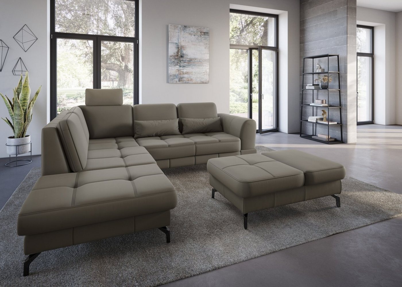 sit&more Ecksofa Bendigo L-Form, inklusive Sitztiefenverstellung, Bodenfreiheit 12 cm, in 2 Fußfarben von sit&more