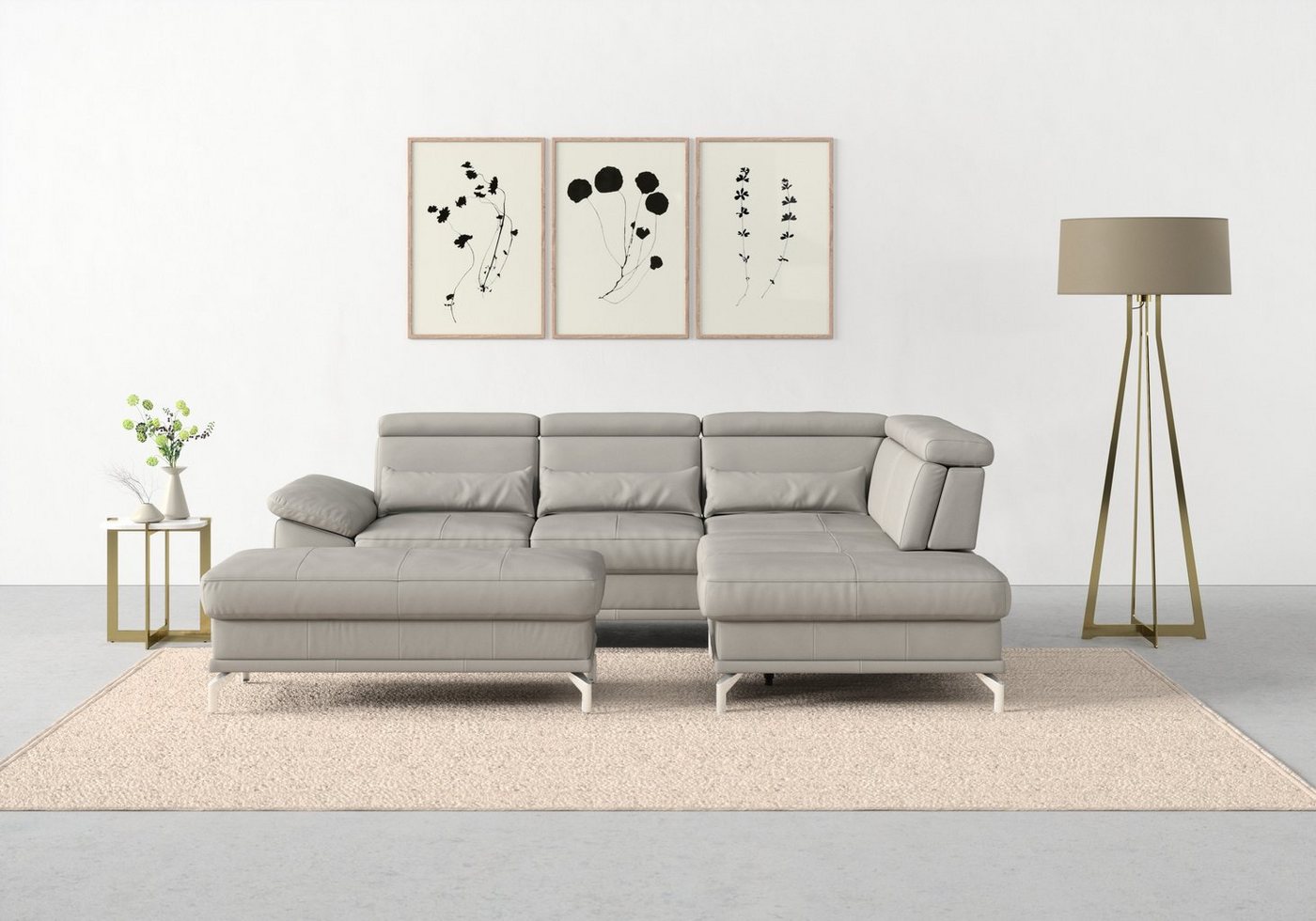 sit&more Ecksofa Cabrio, mit Sitztiefenverstellung und Federkern, 3 Nierenkissen von sit&more