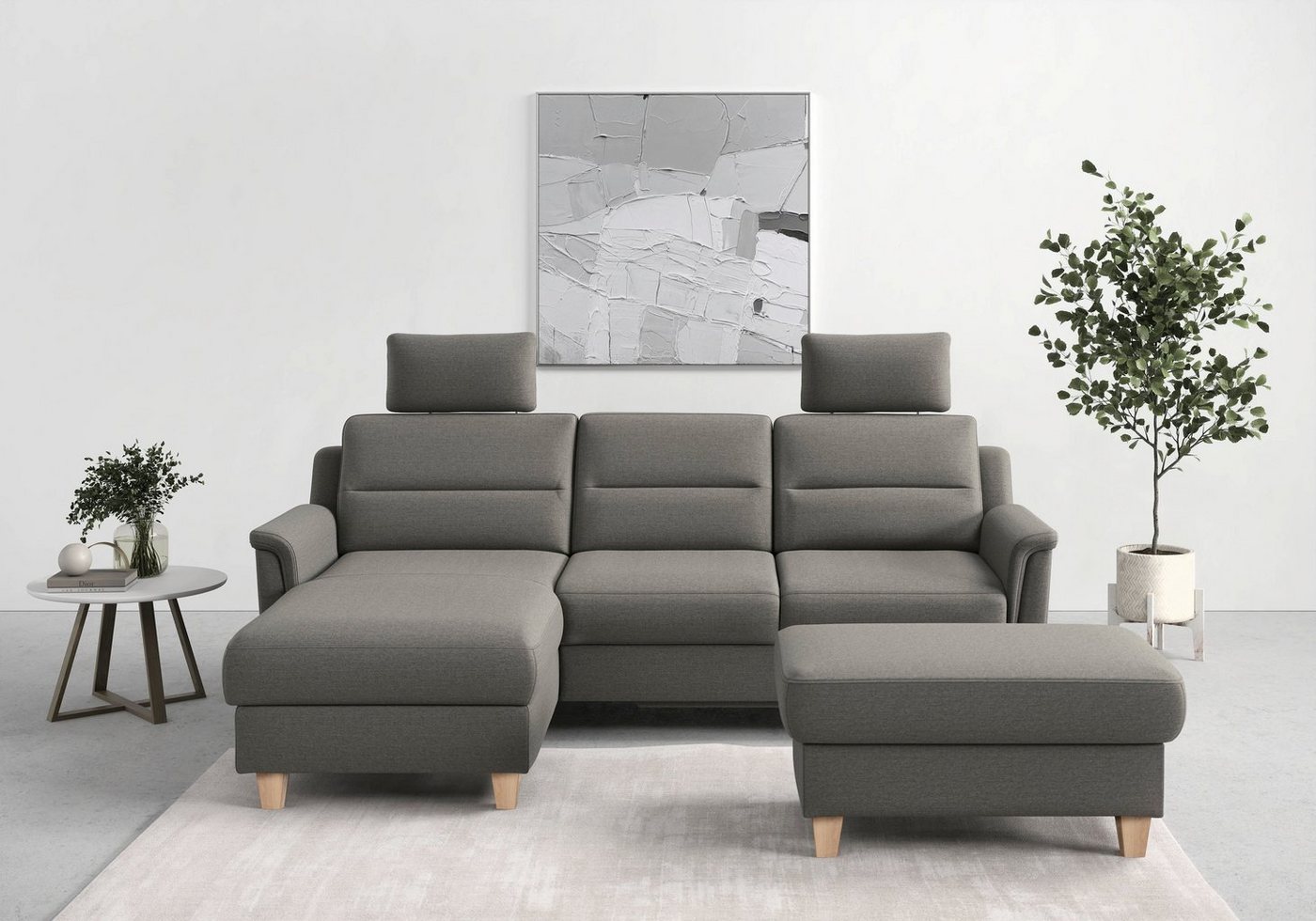 sit&more Ecksofa Farö L-Form, inklusive Federkern, wahlweise mit Bettfunktion und Bettkasten von sit&more