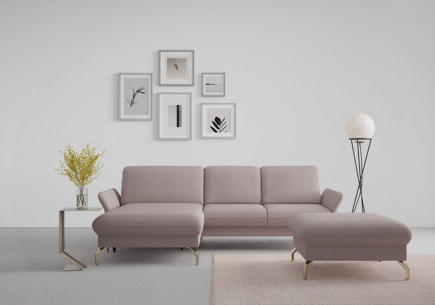 sit&more Ecksofa Fashion L-Form, wahlweise mit Kopfteilverstellung, Vorziehsitz, motorisch, Nickelfüße von sit&more