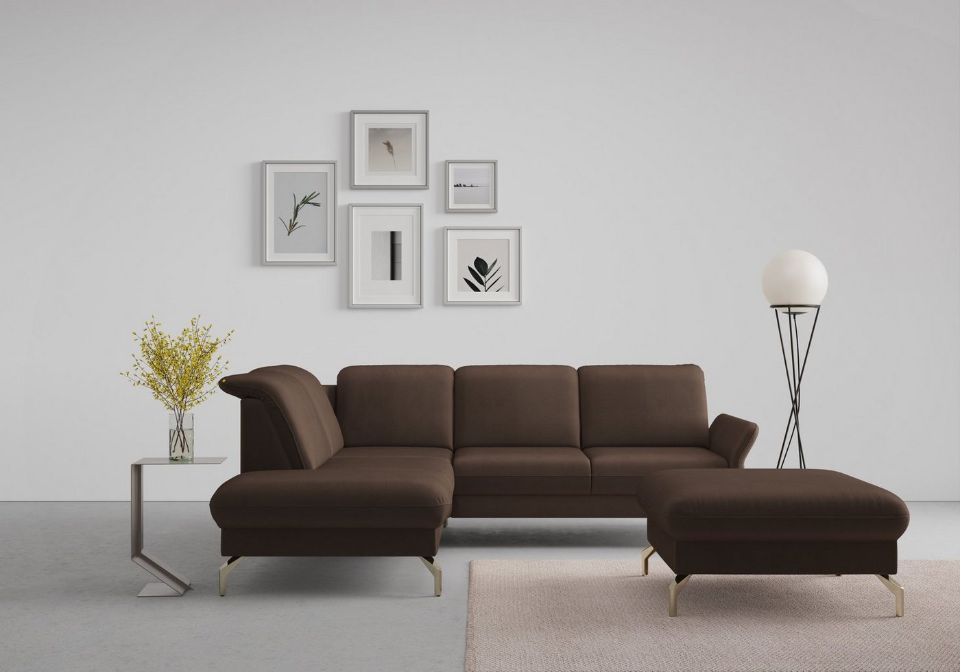 sit&more Ecksofa Fashion L-Form, wahlweise mit Kopfteilverstellung, Vorziehsitz, motorisch, Nickelfüße von sit&more