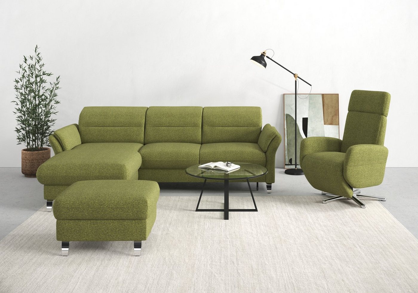 sit&more Ecksofa Grenoble L-Form, Federkern, wahlweise mit Bettfunktion, Bettkasten, Armteilverstellung von sit&more