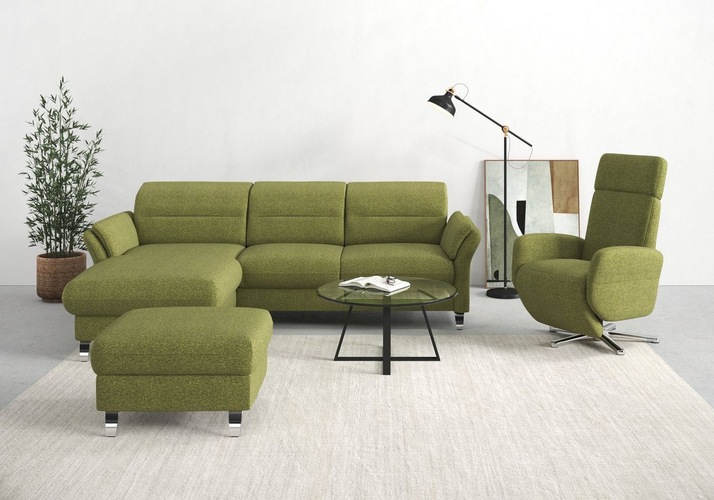 sit&more Ecksofa Grenoble L-Form, Federkern, wahlweise mit Bettfunktion, Bettkasten, Armteilverstellung von sit&more