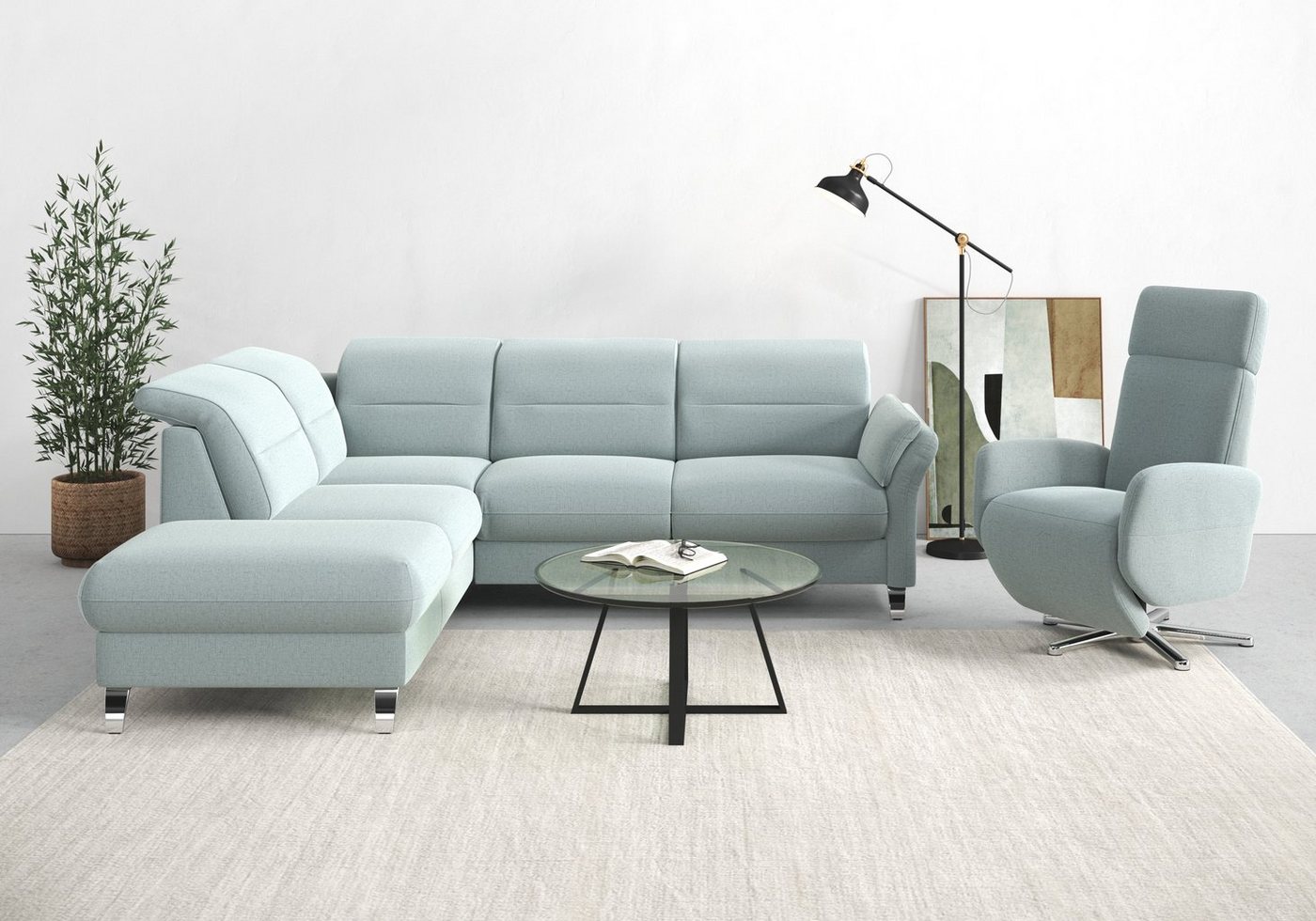 sit&more Ecksofa Grenoble L-Form, Federkern, wahlweise mit Bettfunktion, Stauraum, Armteilverstellung von sit&more